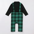 thumbnail image 4 of FYMNSI Christmas Matching Family Outfits Mommy and Me Green Plaid Dresses Father Son Button Down Shirts Xmas Photoshoot Set (Baby Boy 12-18M), 4 of 6