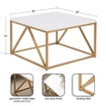thumbnail image 2 of Kate and Laurel Kaya Modern Glam Coffee Table, 28 x 28 x 18, White and Painted Gold, Square Two-Tone Living Room Table with Geometric Metal Base and Mixed Materials Design, 2 of 7