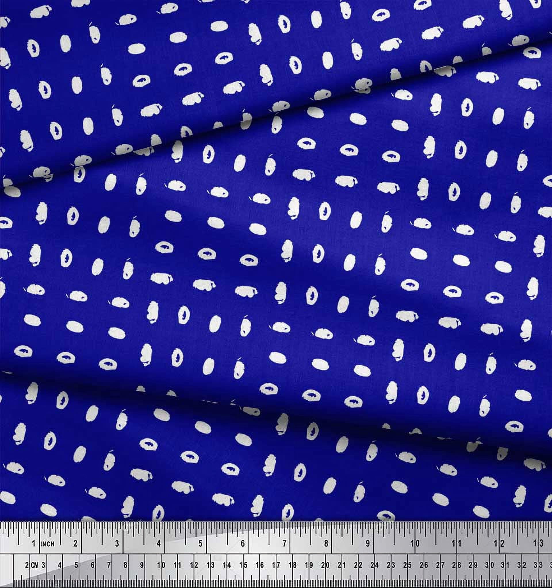 Soimoi Blue Rayon Fabric Brush Stroke Abstract Printed Fabric 1 Yard 56 Inch Wide