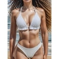 thumbnail image 1 of Traje de baño de dos piezas con tirantes divididos para mujer, traje de baño sexy de color sólido, bikini, 1 of 6