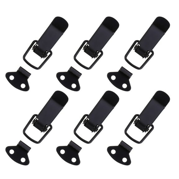 6pcs Stainless Steel Black Toggle Latch Spring Loaded for Wooden Toolbox, Case, Drawer Secure Fastener Hardware