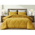 thumbnail image 2 of Chezmoi Collection Rory Mustard Yellow Comforter Set Twin Size 2-Piece Fluffy Soft Lightweight Bedding Triangle Quilted Stone-Washed Microfiber Comforter Set for All Season, 2 of 9