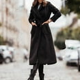 thumbnail image 2 of Oksale Plus Size Long Trench Coat for Women with Pockets Open Front Belted Pea Coat Casual Lapel Slim Jackets Going Out Windbreaker Black L, 2 of 6