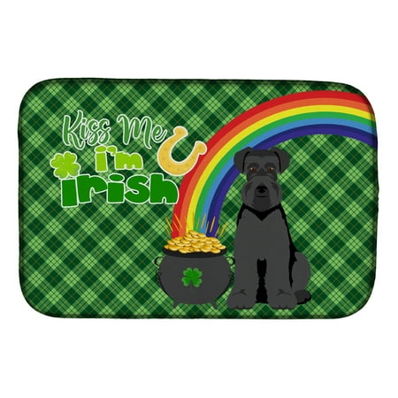 

Black Natural Ears Schnauzer St. Patrick s Day Dish Drying Mat 14 in x 21 in