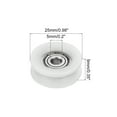 thumbnail image 2 of Uxcell Nylon U Groove Pulley Wheel 5x25x9mm Bearing Guide Track Sliding Conveyor Roller, White, 4 Pack, 2 of 5