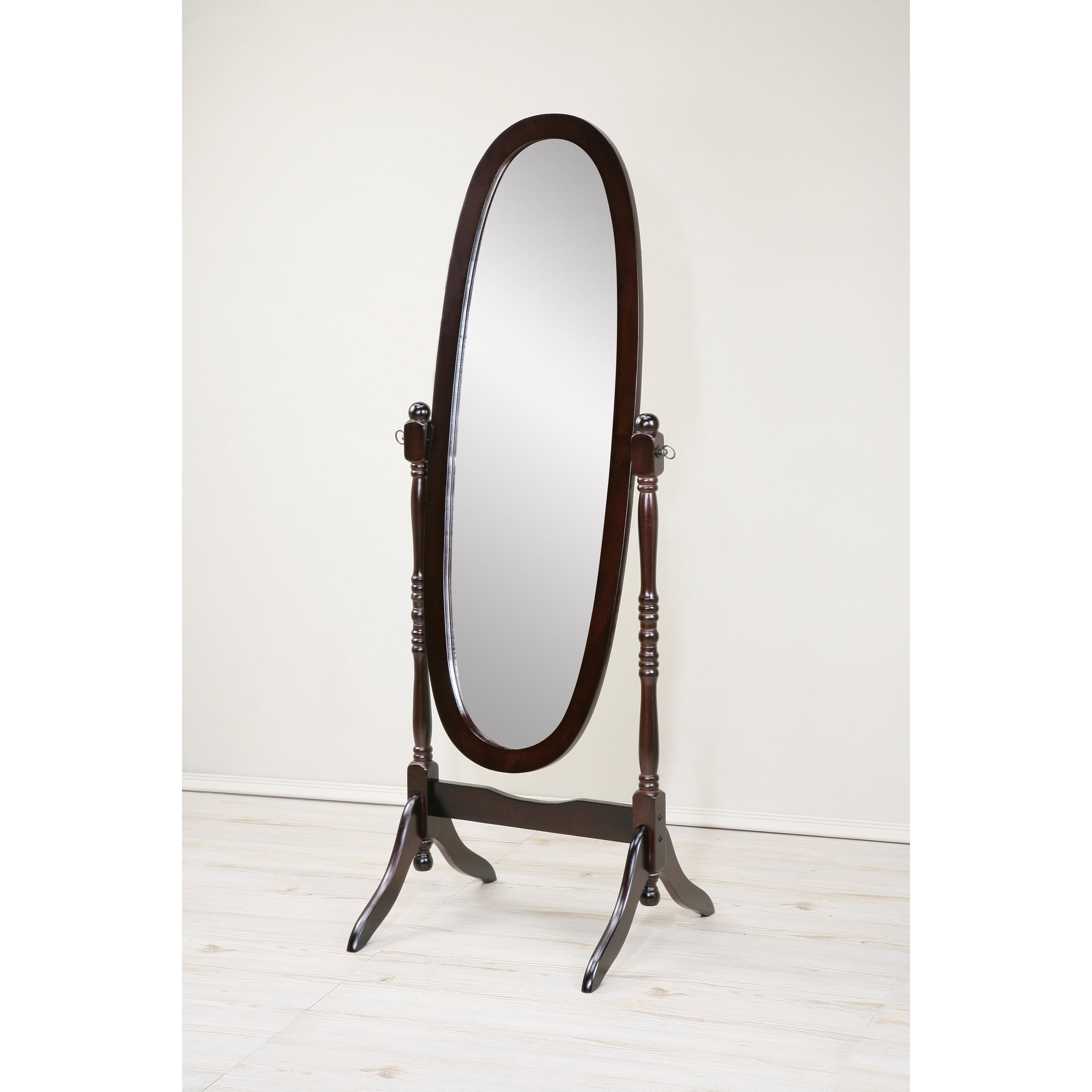 GTU Furniture Swivel Adjustable FullLength Standing Oval Wood Cheval Floor Mirror Espresso