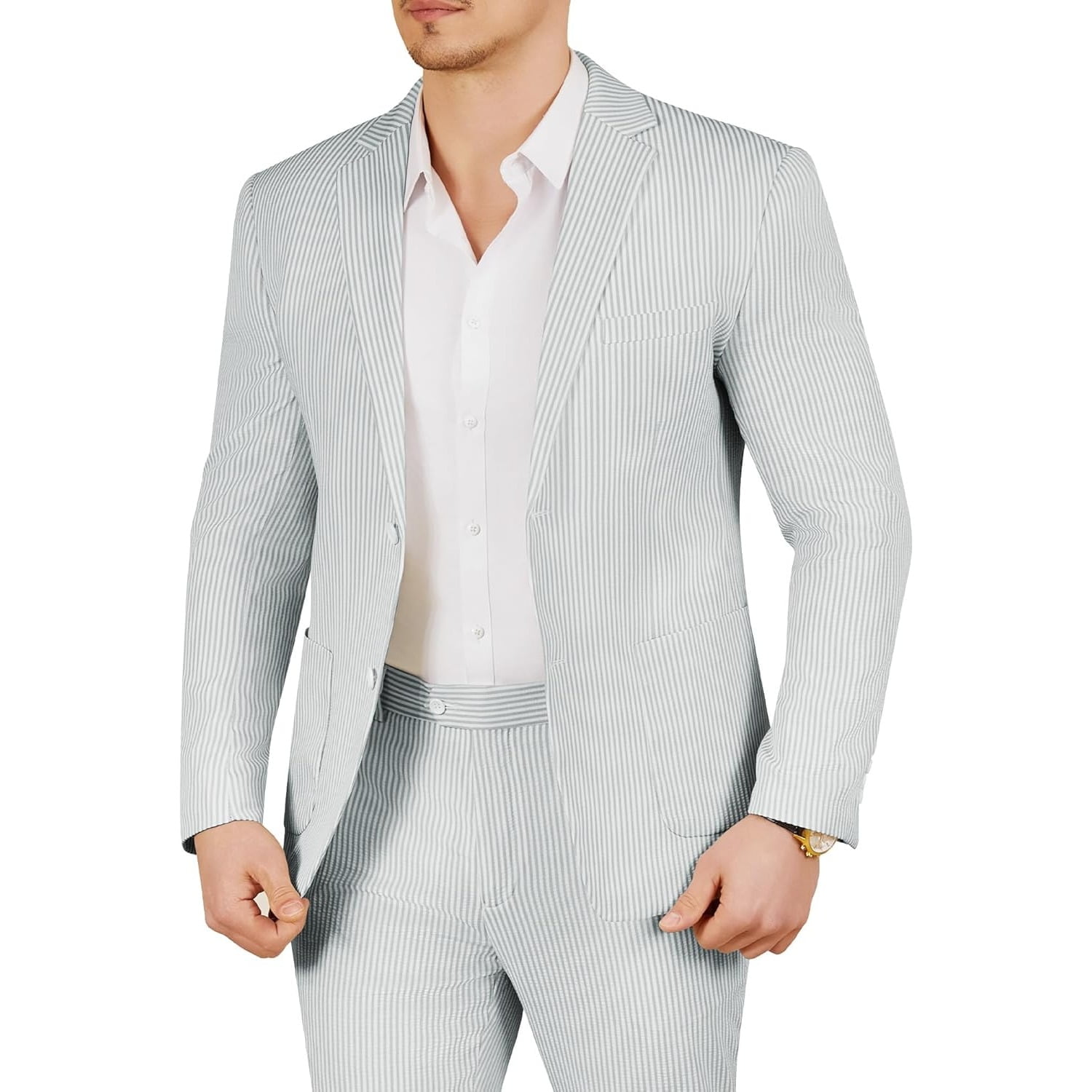 Brooks Brothers Men's Classic-Fit Stretch Pinstripe Wool Blend