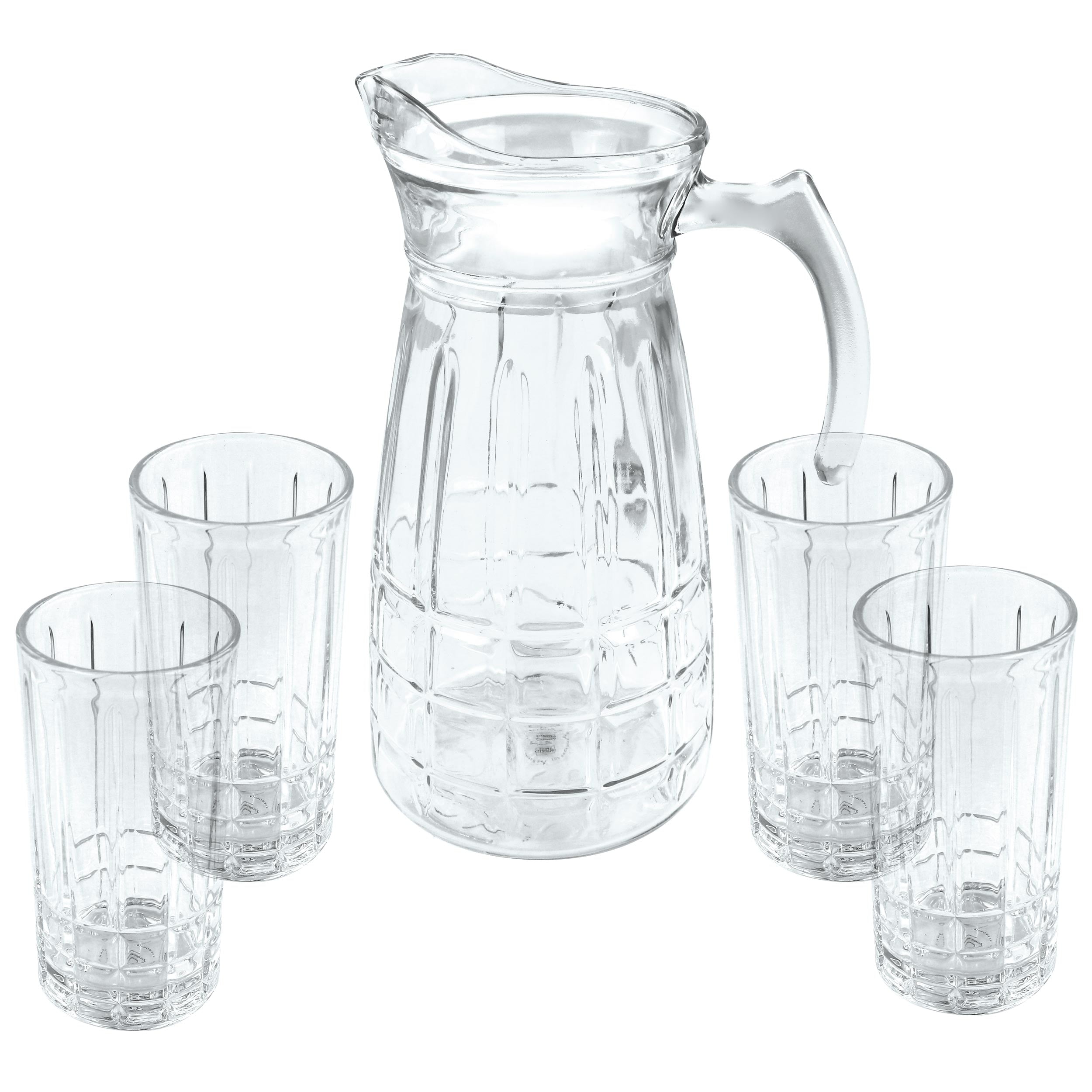 Jug Set with 4 Water Juice Glasses BBQ Picnic Pitcher Party Tumblers NEW