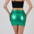 thumbnail image 4 of Xixinqiwan No Boundaries Skirts for Women 2025 Clearance,Women's Shiny Metallic Liquid Mini Skirt Stretchy Bodycon Glitter Skirt Club Party Skirt Clubwea, 4 of 7