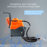 Commercial Heated Carpet Extractor Machine, Dual-Tank, 1000W Vacuum, 160 PSI Pump, 149°F Water