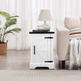 thumbnail image 2 of Smuxee Farmhouse Side Table with Barn Door and Shelf,End Tables for Living Room,White, 2 of 7