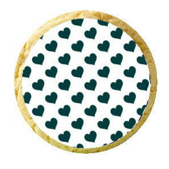 12 - 2 inch Dark and White Heart Edible Cupcake Image Toppers