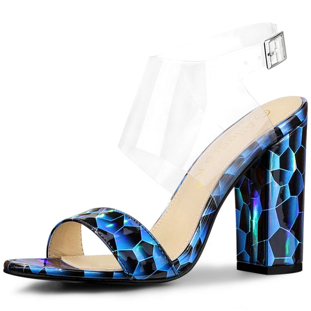 Sandalias Claras Dedo Del Pie Abierto Allegra K Tacones Altos Azul 38 EU