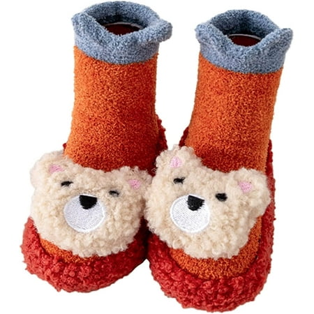 

QWZNDZGR Socks Booties with Grips Slippers Non Slip Walking Running Shoes Baby Boy Girl Non-Skid Indoor Walking Shoes