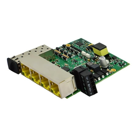 Brainboxes SW-195 - Switch - embedded, industrial - unmanaged - 4 x 10/100/1000 (PoE )   1 x 1000Base-X SFP (uplink) - internal - PoE  (90 W) - TAA Compliant