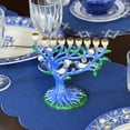 thumbnail image 5 of STP Goods Dove and Pomegranate Enamel Menorah with Gold Plating in Gift Box 7.3" (18.5 cm) Judaica Hanukkah Menorah Hand-Painted Artistic Jeweled Menorah Metal Candelabra, Blue and Green, 5 of 6