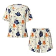 thumbnail image 4 of Kdxio Flower Leaves Print Pajamas Sets for Women Short-Sleeved Pjs with Lounge Shorts Two Piece Sleepwear S-4XL, 4 of 9