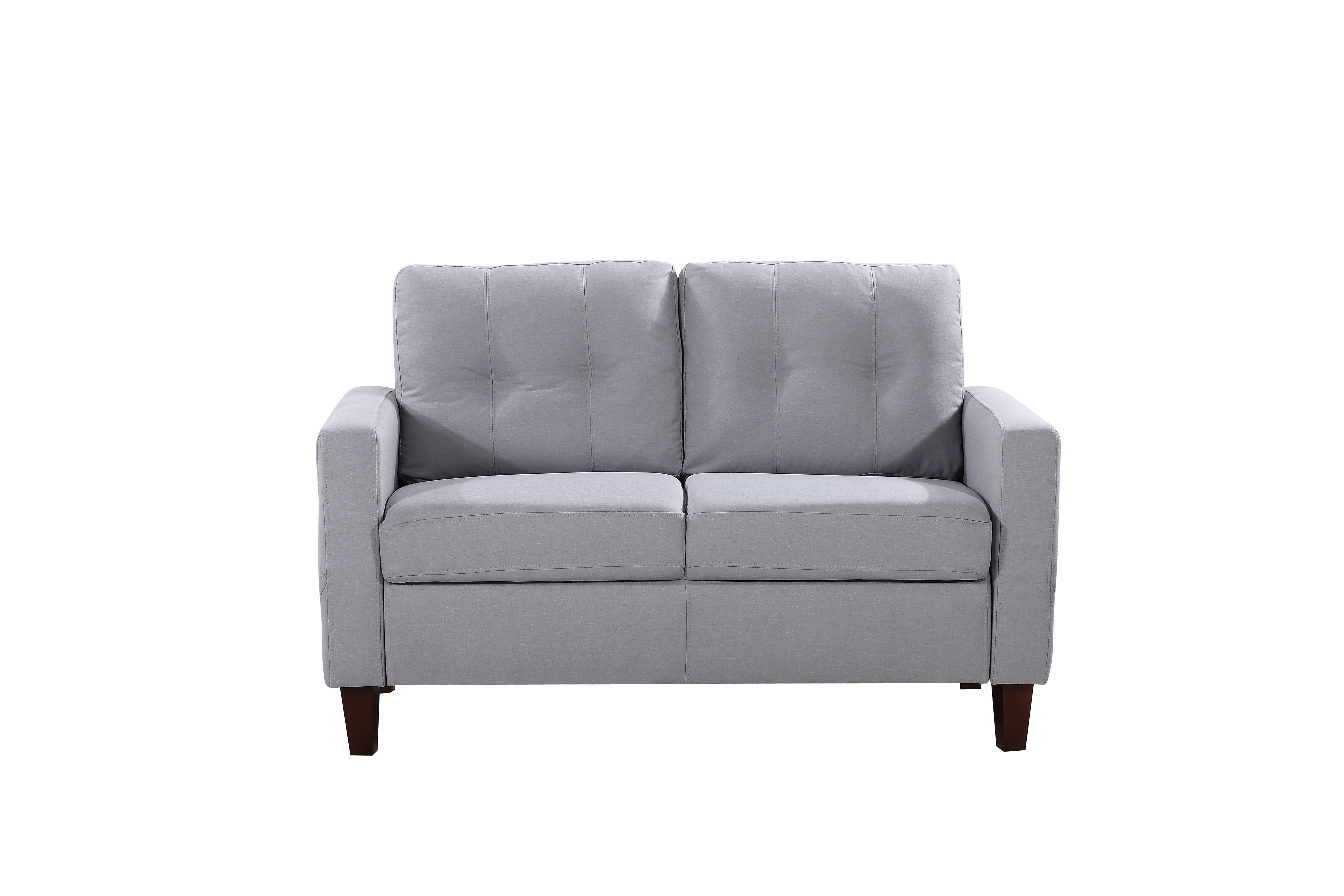 Uspridefurniture Celestia 54.53'' Linen Square Arm Loveseat,Light Gray