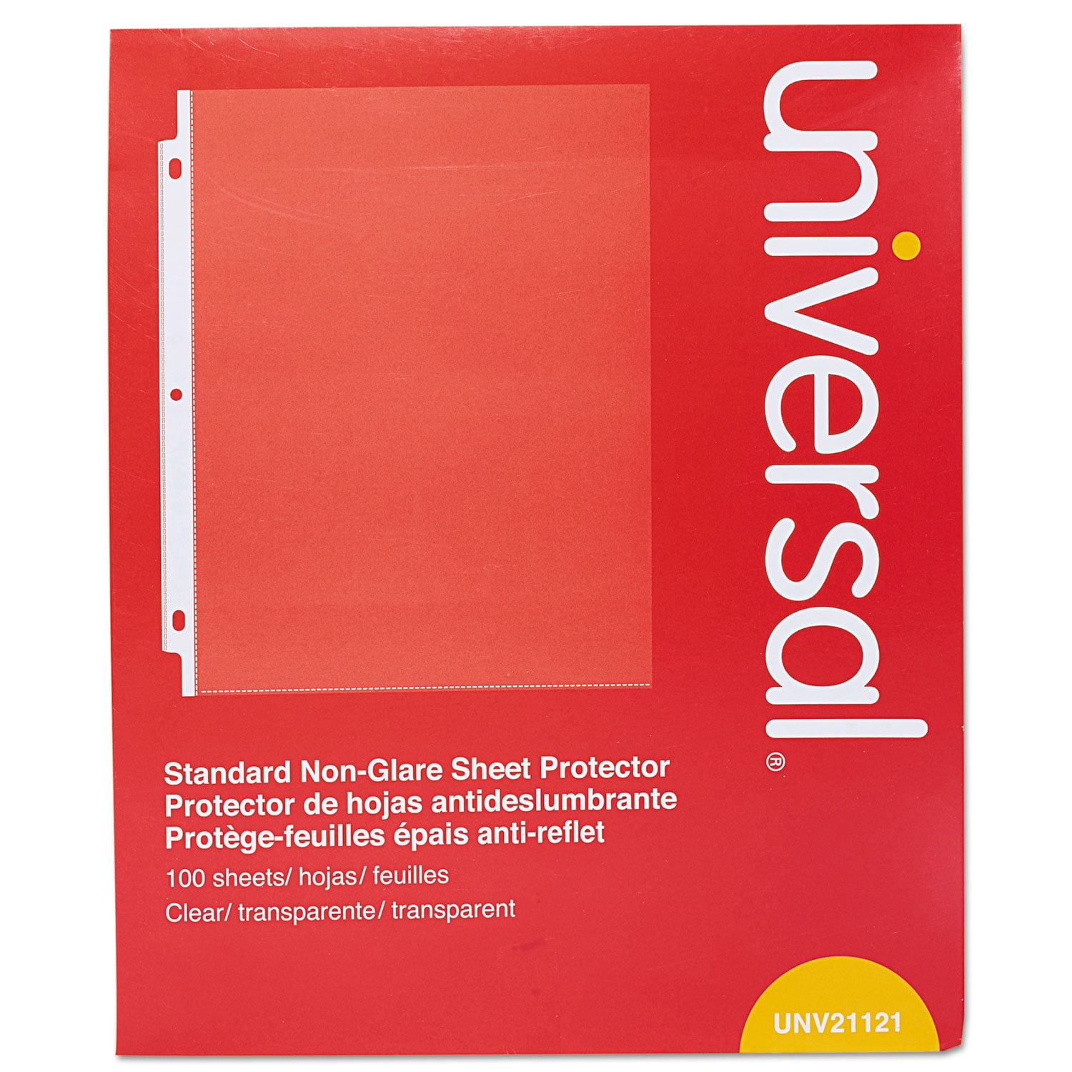 Universal Standard Sheet Protector, Standard, 8 1/2 x 11, Clear, 100/Box -UNV21121