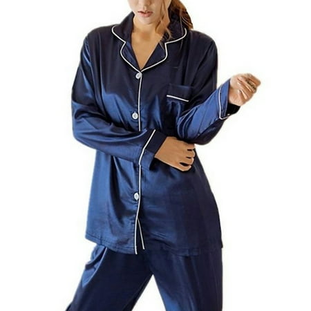 

Women Girl Soft Silk Satin Pajamas Set Pyjama Sleepwear Homewear Loungewear