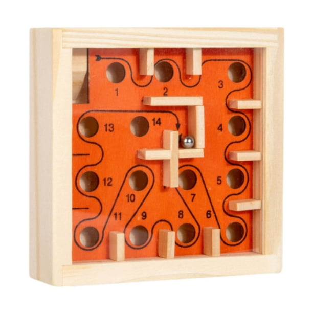 Juego de mesa de laberinto de madera, laberinto de canicas, juego educativo tradicional, motricidad fina Naranja