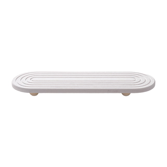 Bandeja organizadora de fregadero de cocina – Acero inoxidable y silicona, alfombra de grifo de secado rápido, antideslizante, blanco/gris oscuro, 13,6x5,7 pulgadas, almacenamiento multiusos en la