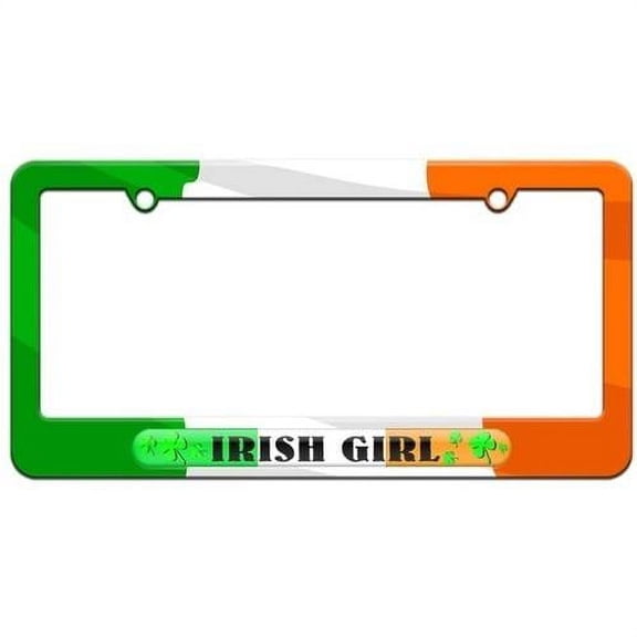 Irish Girl Ireland Flag License Plate Tag Frame, Irish Flag Design