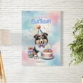 thumbnail image 2 of Happy Birthday Cute Puppy Collie with Cake Gifts Party Hat Vertical Matte Canvas Poster Collie Dog Lover Gifts Idea Wall Art Home Decor - 00029, 2 of 5