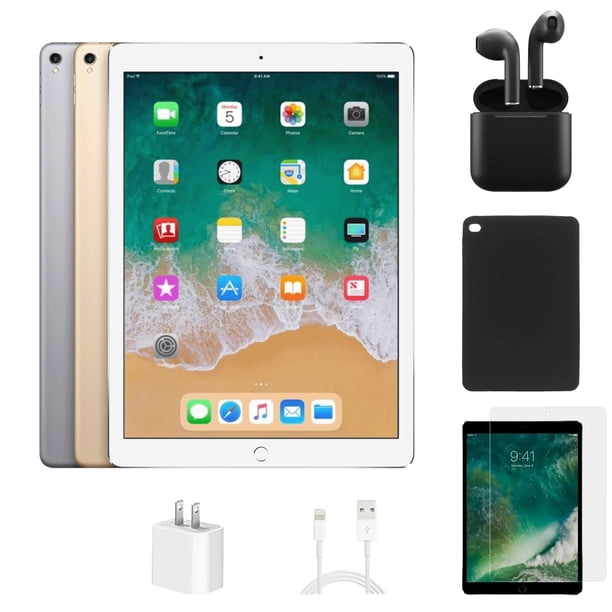 Reacondicionado Apple iPad Pro 12.9 (2nd Gen) A1671 (WiFi + Cellular Desbloqueado) 512GB Plata (Grado A+) Paquete con Funda, Auriculares Inalámbricos, Protector de Pantalla de Vidrio Templado