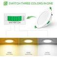 thumbnail image 3 of Elegantes luminarias de techo LED, de bajo consumo, aptas para lugares húmedos, con temperatura de color seleccionable (paquete de 6), 3 of 5