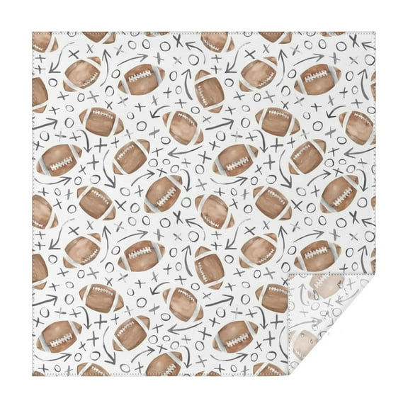 Football with Symbols Pattern Square Tablecloth,Waterproof Square Table Cover,Wipeable Spillproof Washable Table Cover for Home Kitchen Party Decor 42"X42"(107x107cm)