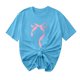 thumbnail image 1 of Primavera Top Mujeres Moda Casual Nueva Cinta de Arco Impresa Cuello Redondo Camiseta de Manga Corta, Camiseta de Cuello Tripulado, 1 of 8