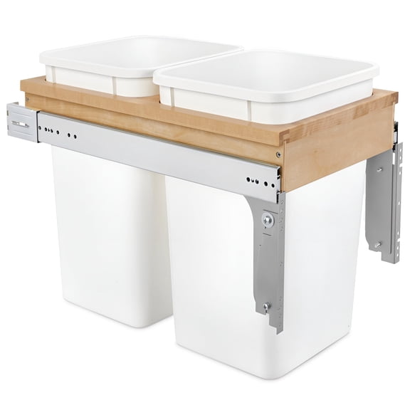 Rev-A-Shelf Top Mount Double Pullout Under Cabinet Trash Can, 27 Qt, 4WCTM-15DM2