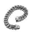 thumbnail image 5 of QQTDFG 6mm-18mm Mens Miami Cuban Link Chain Solid Silver Color Stainless Steel Bracelet-14mm-10 inches bracelet, 5 of 5