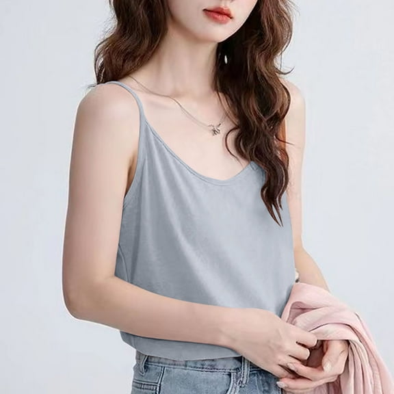 Fewfanhot Women's Solid Slub Cotton Lounge Cami Non-Adjustable Strap Sleeveless Design, Lightweight Breathable Pajama