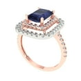 thumbnail image 2 of 2.62 ct Emerald Cut Simulated Blue Sapphire with Simulated Diamond Halo Accents 18K Rose/White Gold Womens Engagement Ring, 2 of 5