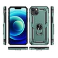 thumbnail image 2 of Compatible with iPhone 13 Case,with 360 Ring Holder Kickstand Card case, Armor Military Grade Protection Hybrid Silicone TPU PC Rugged Case, Magnetic with Car Mount Phone Cover,Darkgreen, 2 of 8