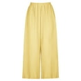 thumbnail image 4 of Miluxas Girl's Wide Leg Pants High Waisted Flowy Pants Lounge Loose Casual Work Pants Trousers Pockets Yellow 13 Years, 4 of 9