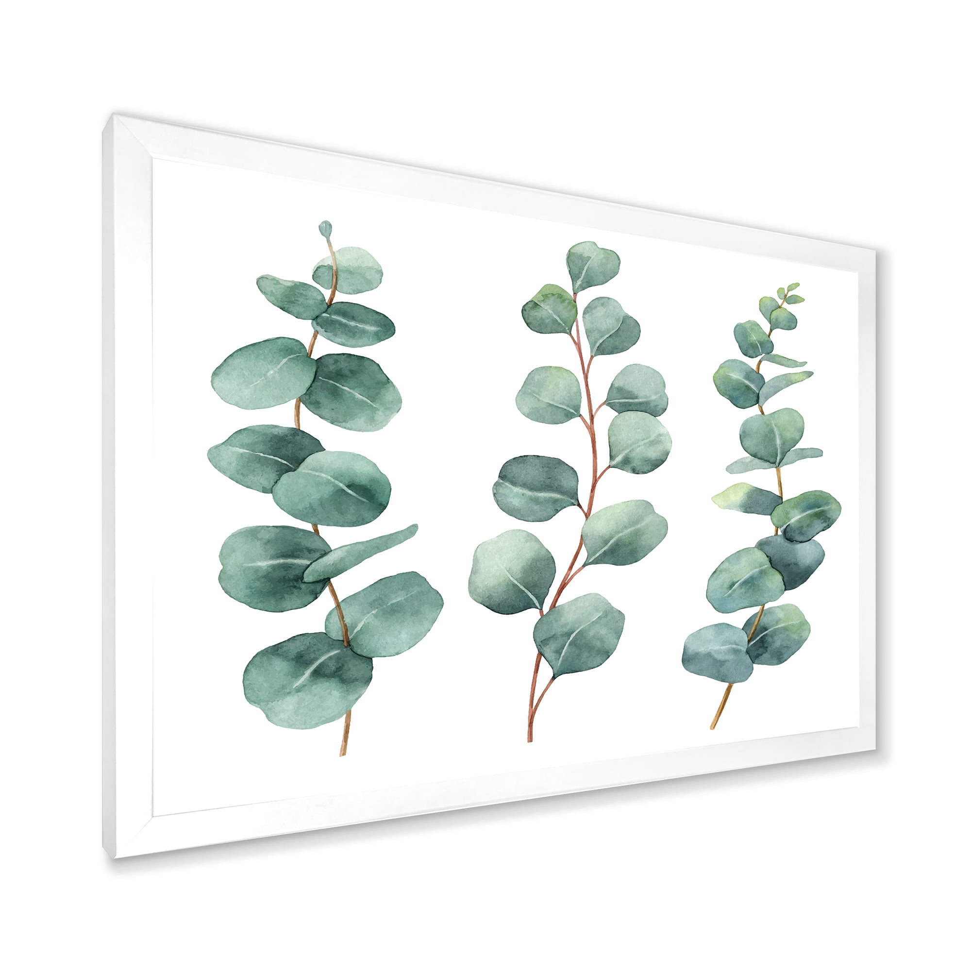 Designart 'Young Eucalyptus Branches and Leaves I' Traditional Framed Art Print