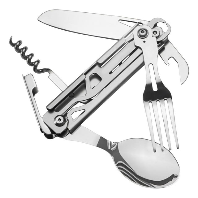 Cuchillo plegable de supervivencia multifunción Cubiertos de bolsillo Tenedor Multiherramienta para Zulema Cortador plegable