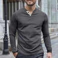 thumbnail image 3 of ZCFZJW Mens Soft Cotton Henley T-Shirts Dress Long Sleeve Basic Slim Fit Athletic Tees Tops Casual Collarless Quarter Button Pullover Dark Gray XL, 3 of 10