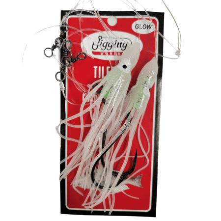 Jigging World Tile Fish Rig Hi-Lo 6 Squid Skirts 10/0 Glow