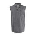 thumbnail image 4 of WTOBBY Men's Summer Solid Color Casual Sports Vest With Button Details And Pocket Features Sleeveless Design Quick-Drying Comfort For Lightweight Active Wear Everyday Use,Gray M, 4 of 4
