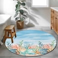 thumbnail image 3 of Summer Nautical Round Area Rug 3Ft Washable Small Circle Rugs for Kitchen Entryway, Coastal Beach Starfish Coral Shell Blue Non-Slip Carpet Floor Mats Indoor Outdoor Carpet Runner Home Decor, 3 of 8