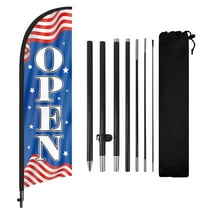 QSUM Open Themed Swooper Flag, 8.2FT Open Banner Feather Flag with Carbon Fiber Pole Kit/Ground Stake, Open Signs for Business Advertising