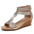 thumbnail image 1 of Sandalias de cuña cómodas sandalias de playa con tiras abiertas zapatos para caminar para mujer, 1 of 9