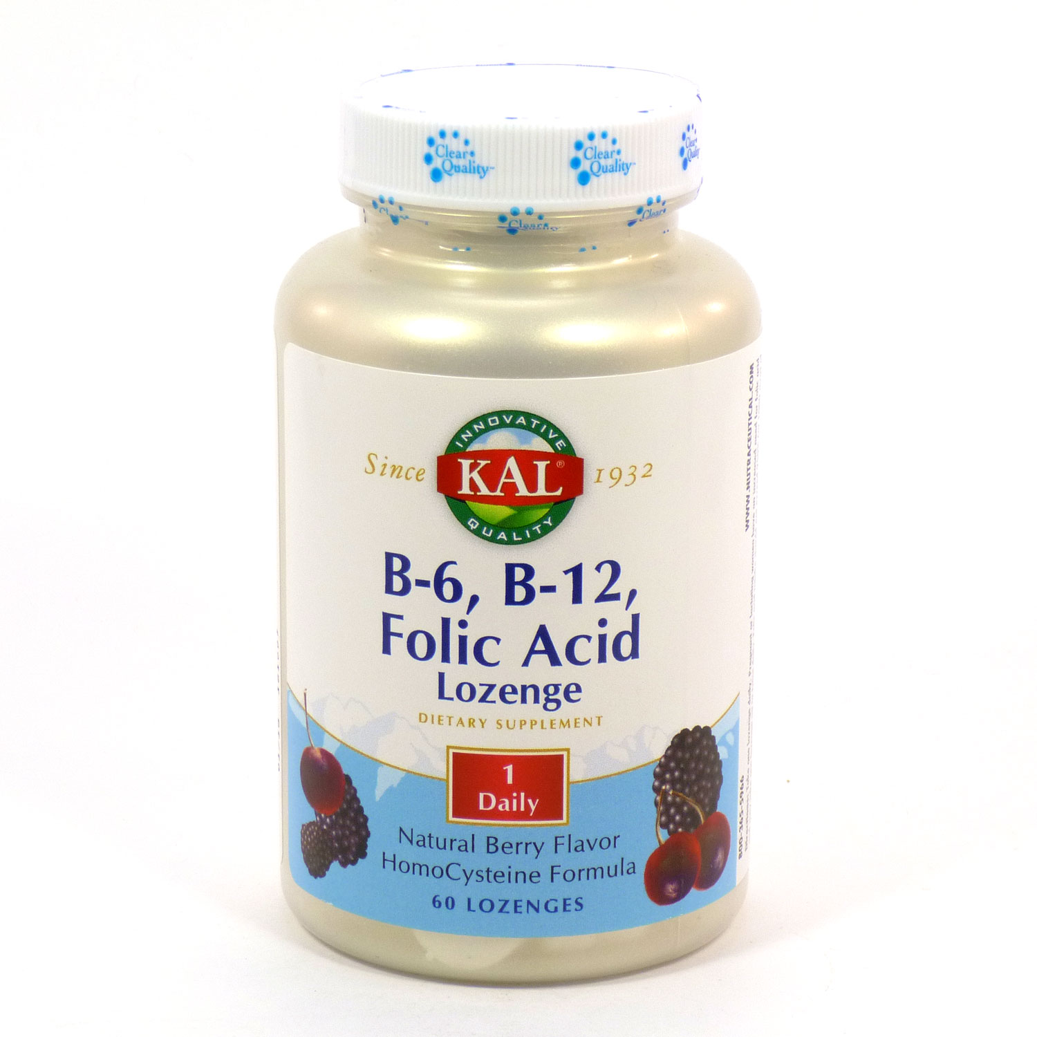 KAL B6, B12, and Folic Acid Lozenges Natural Berry Flavor Vitamin