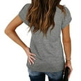 thumbnail image 3 of WIZUTIZ Womens Tops up to 60% Off Plain Ultra Soft Linen Lightweight Blouse Short Sleeve Summer-Beach Ladies Tee Plus Size Solid Tshirt Cotton Soft Elegant T-shirt Vintage V-Neck Tshirts Tops Gray, 3 of 6