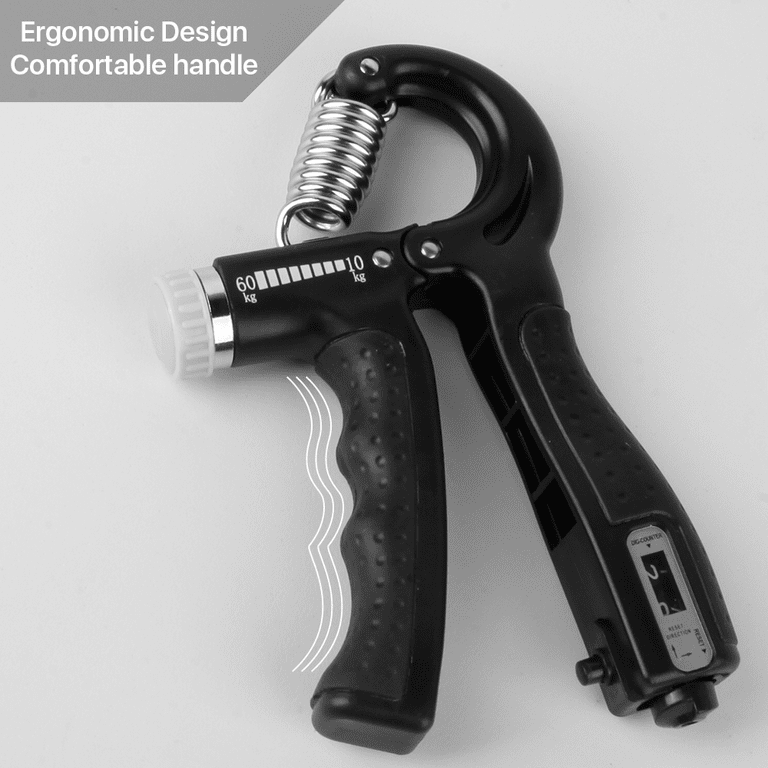  Alomejor Electric Hand Grip Strengthener 10‑100KG Adjustable  Grip Strength Trainer with Counter for Training (Black) : Sports & Outdoors