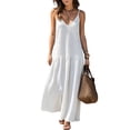 thumbnail image 2 of Sundresses for Women Summer Smocked Cami Maxi Dresses Spaghetti Strap V Neck Flowy Long Beach Vacation Dress, 2XL, 2 of 6